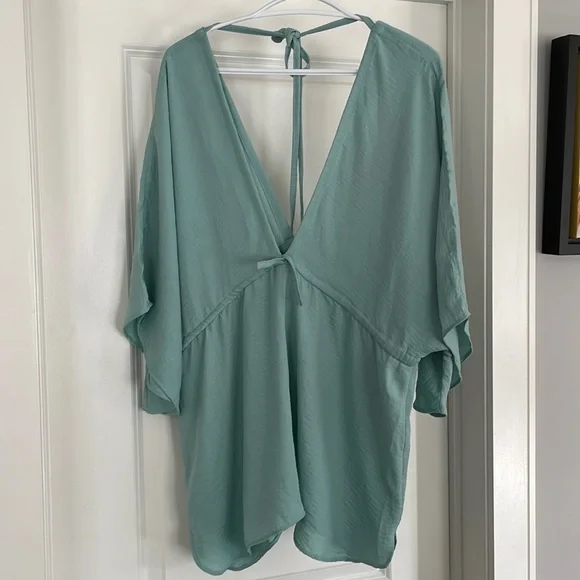 Love Not Fear Aqua Cotton Blouse/Cover Up - Picture 2 of 8